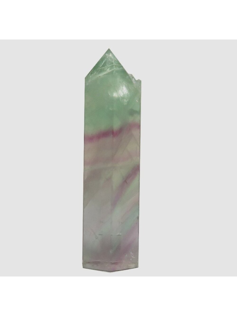 Fluorite Wand Tower Wounded Warrior Green Purple Translucent Crystal Point Stone